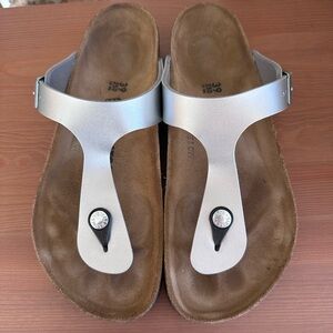 Birkenstock Silver and Brown Sandals